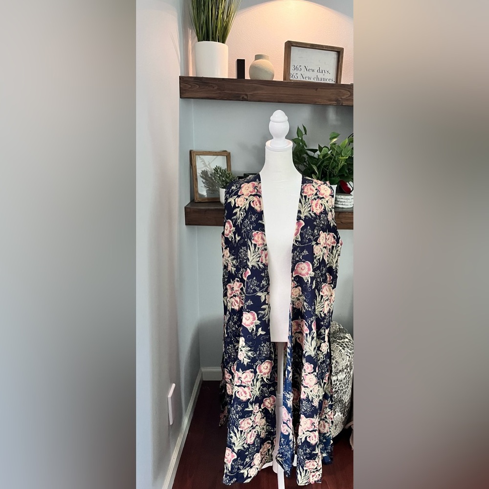 LuLaRoe Joy Navy Floral Vest
